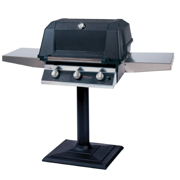 MHP Model WHRG4DD Hybrid Gas Grill on Bolt-Down Post & Base