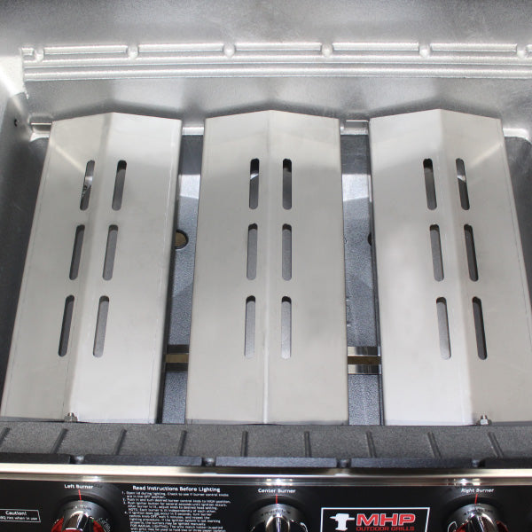 MHP Model W3G4DD "Tri-Burn" Gas Grill on 304 Stainless Steel Column